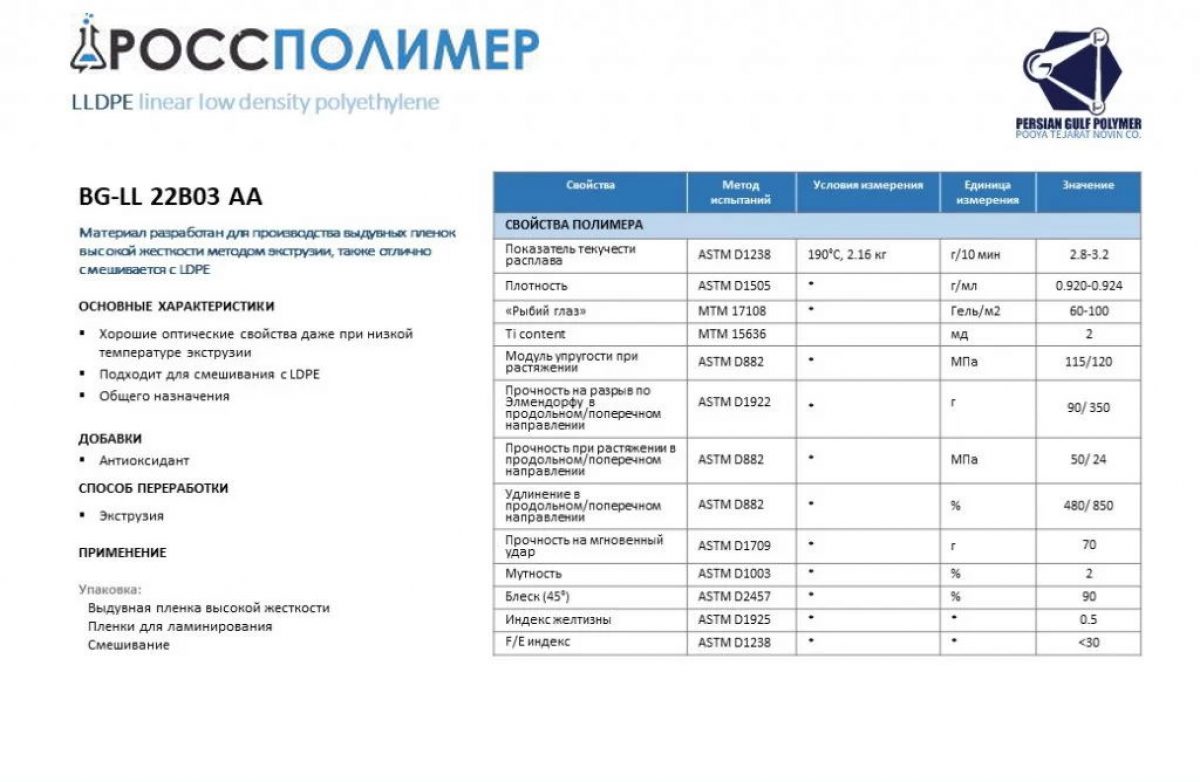 PGPG BG-LL22B03 AA купить по цене производителя Доставка по России  РоссПолимер